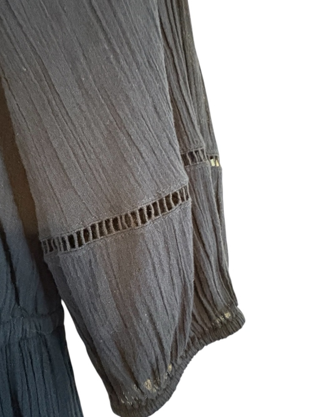 Talbots Navy Tiered Peasant Dress Lace Trim Boho Romantic Midi Size L - Picture 9 of 12